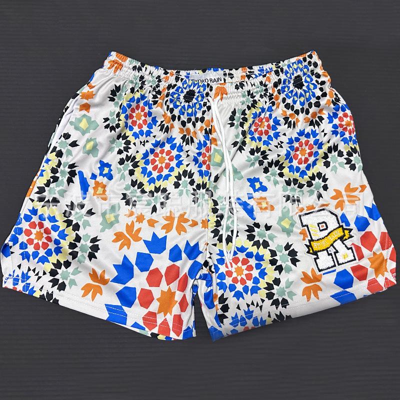 

Unisex American Style Quick-Dry Mesh Running Shorts - Cashew Flower Pattern M