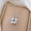 Cubic Zirconia Flower Pendant Necklace for Women 2025 New Fashion Stainless steel Jewelry Wedding Party Accessories