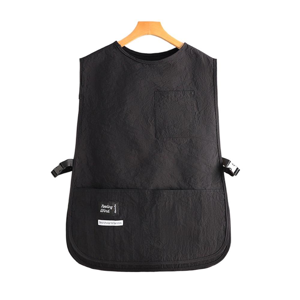 Latzschürze im Westenstil mit Ärmeln Wasserdicht Kaffeehaus-Uniform Mehrzweck-Küchenschürzen Gastronomie