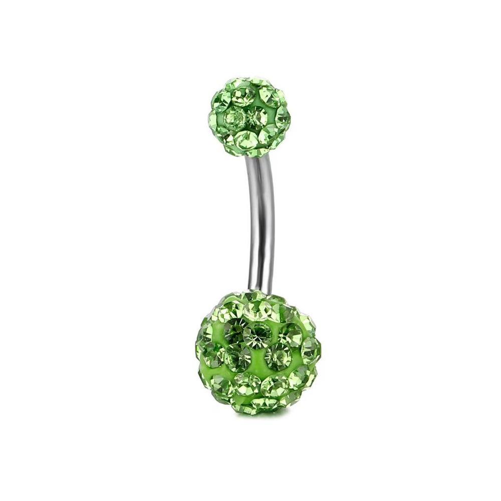 Zircon Crystal Ball Belly Button Rings Stainless Steel Shiny Body Jewelry  Accessories