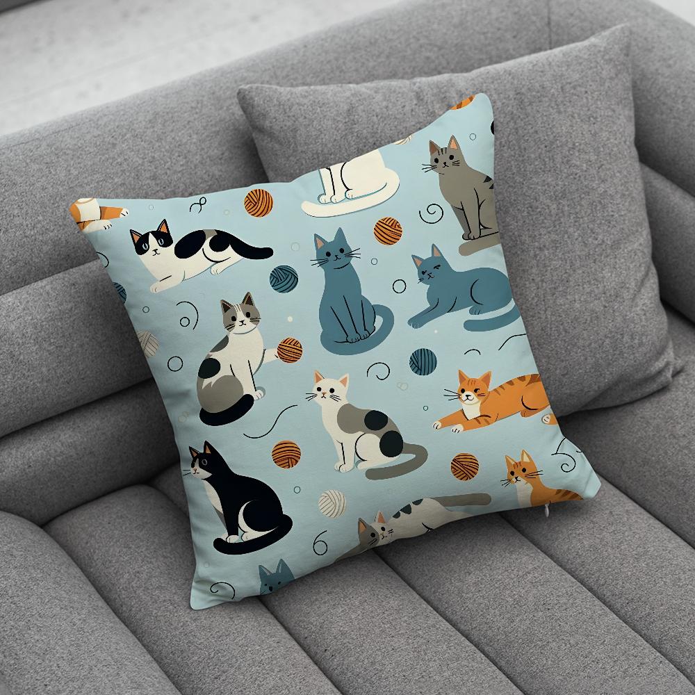 Cute Cat Print Pillow Case Soft Cushion Cases for Farmhouse Sofa Decor Home Decorations and Protector