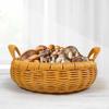 Imitation Rattan Storage Basket with Handles Reusable Dish Display Bread Woven Fruit Bowl Round Food