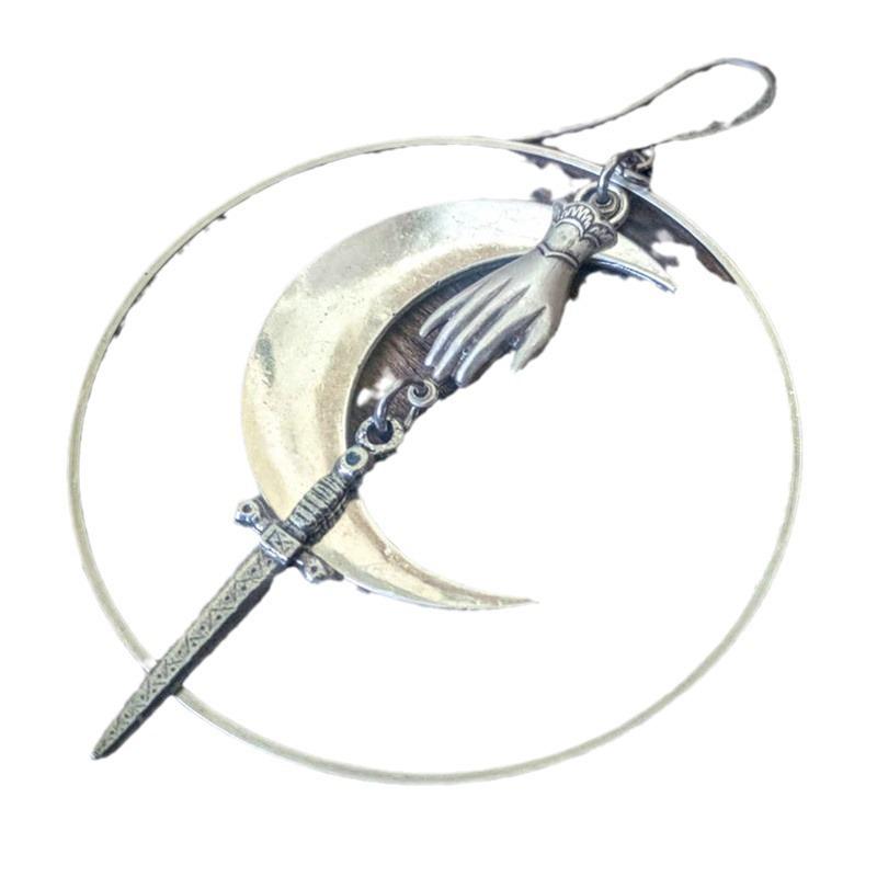 Crescent Tassel Sword Earrings - Retro Handcrafted Design