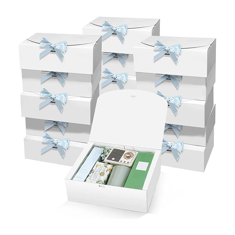 WTEMPO 10PCS Kraft Paper Gift Boxes with Ribbon Bow Multipurpose Jewelry Display Packaging Ideal for Bridesmaid Gifts Wedding Favors