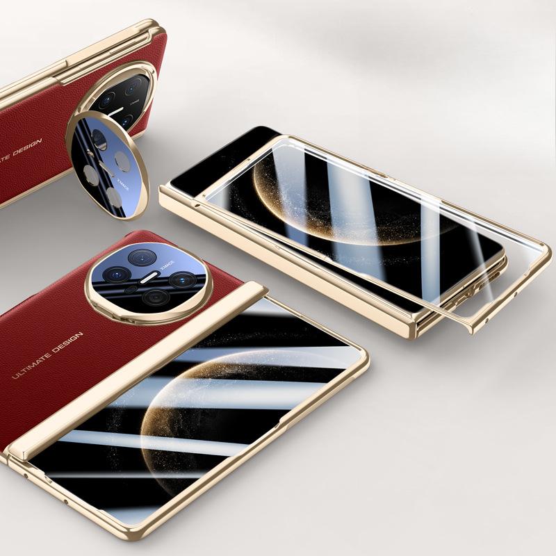 Huawei Matex6 Phone Case Film Integrated Electroplated Folding Spring Hinge Anti-drop Bracket X6 Men's Plain Leather Case