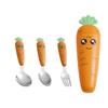 Children's Cartoon Radish Stainless Steel Tableware Set - Spoon, Fork, and Scraper with Portable Case.
