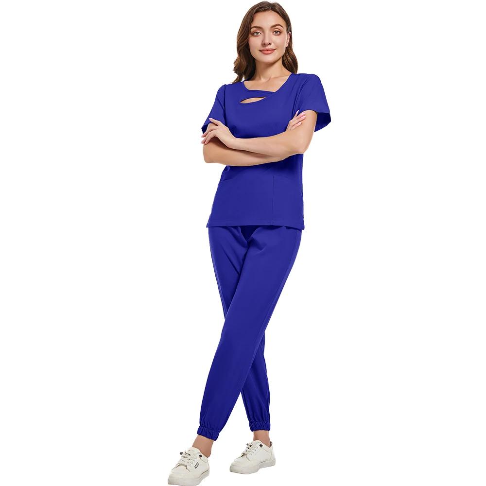 Multicolor Clinical Scrubs Set Uniforms Beautician Lab Workwear Pocket Medical Nurse Nursing Uniforms Vet Work Clothes