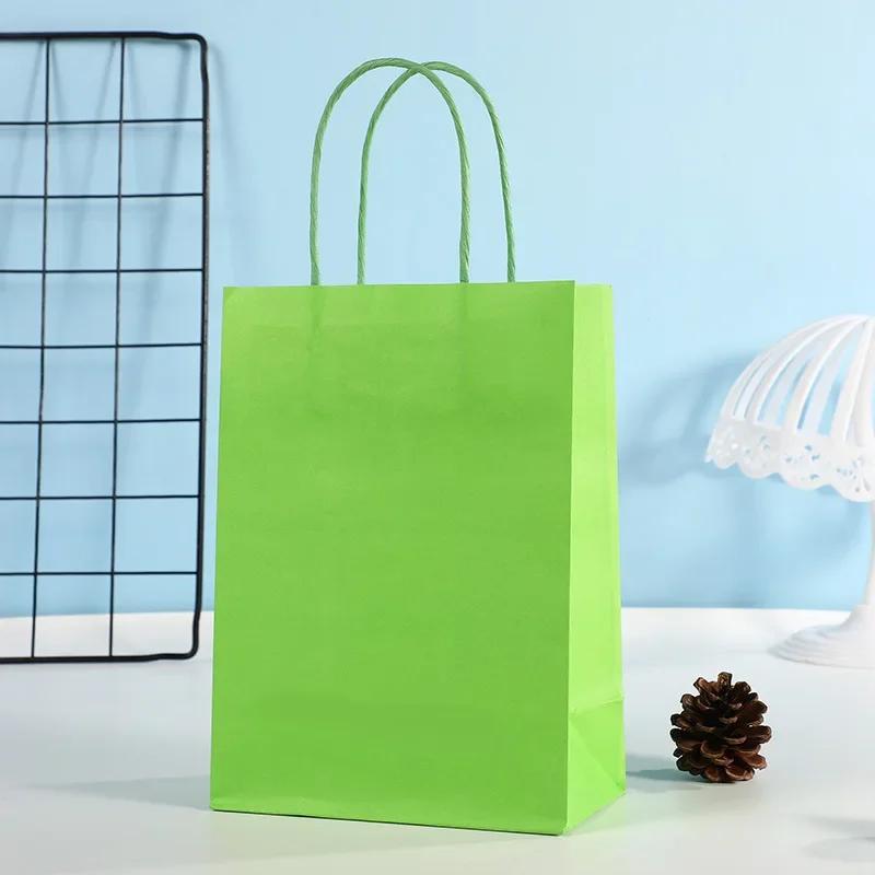 12 stücke Kleine Kraft Papier Tasche mit Griffen Festival Geschenk Tasche Hohe Qualität Süßigkeiten Einkaufstaschen