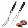 12-Inch Metal Meat Fork with Wooden Handle, Stainless Steel Serving / Carving Forks for Grill BBQ Cooking - Kitchen Tools