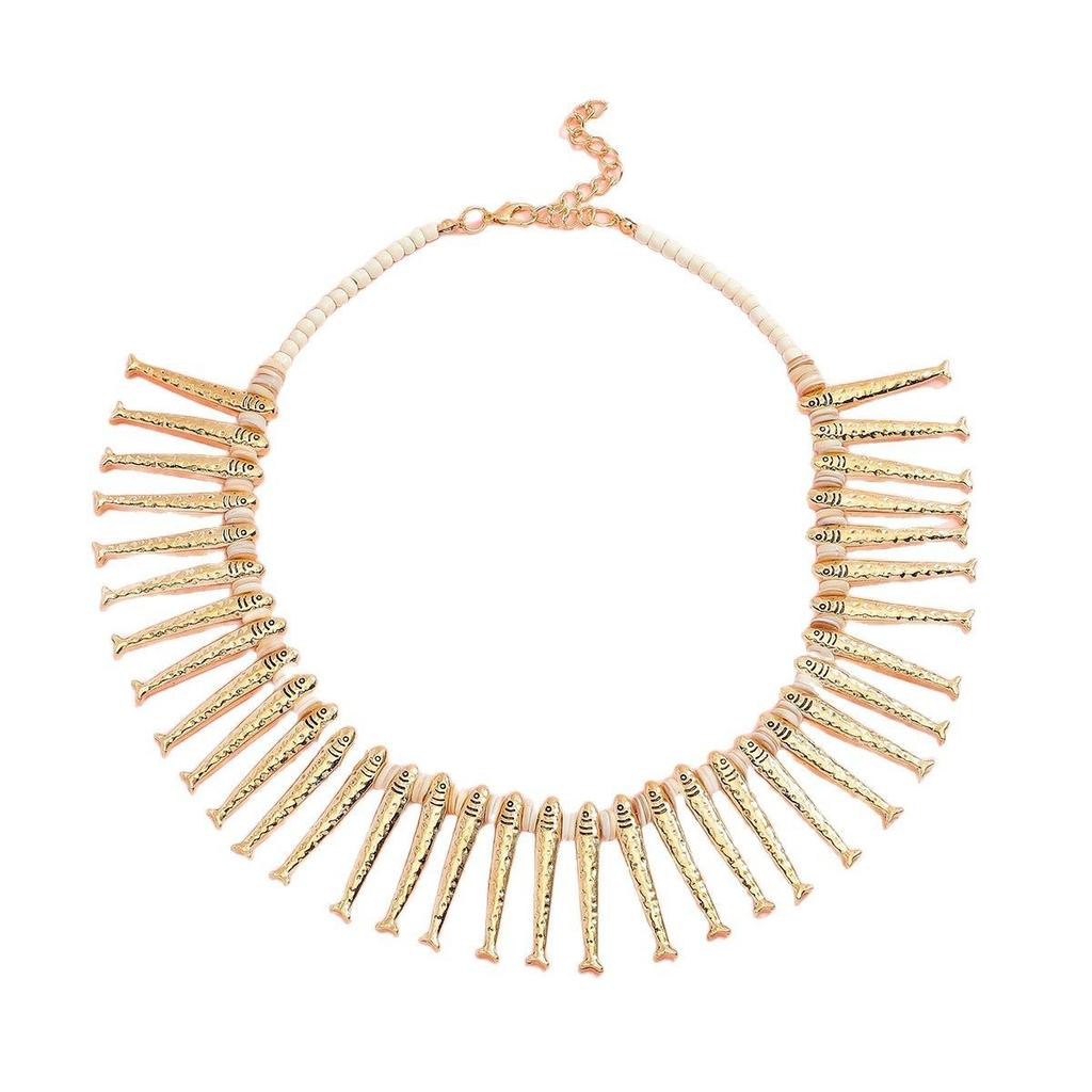 New personality exaggerated small fish tassel necklace fashionable thread simple earrings set versatile and advanced sense