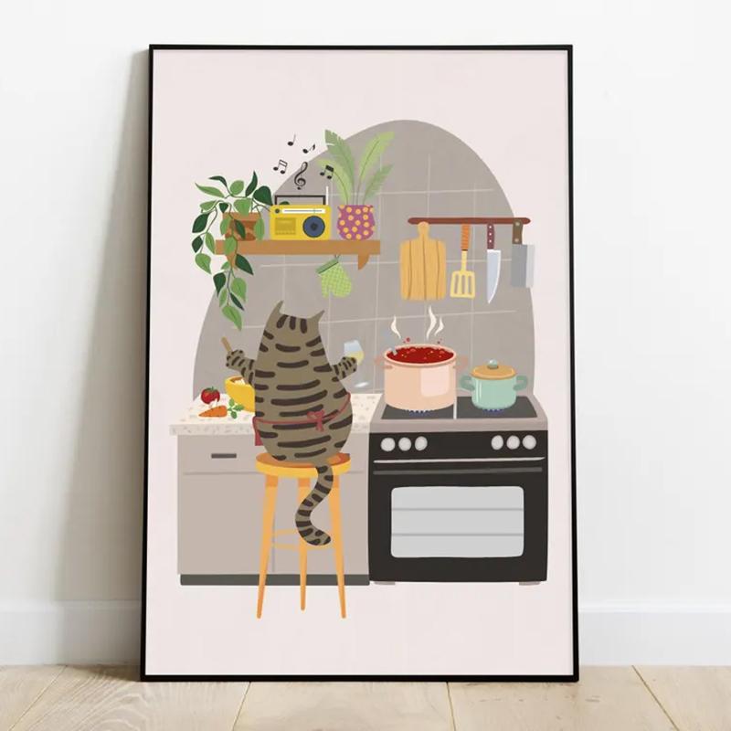 Black Cat Bubble Bath Art Canvas Poster Funny Cat Print Bathroom Mural Abstract Wall  Decoration Painting Home Gift Unframed