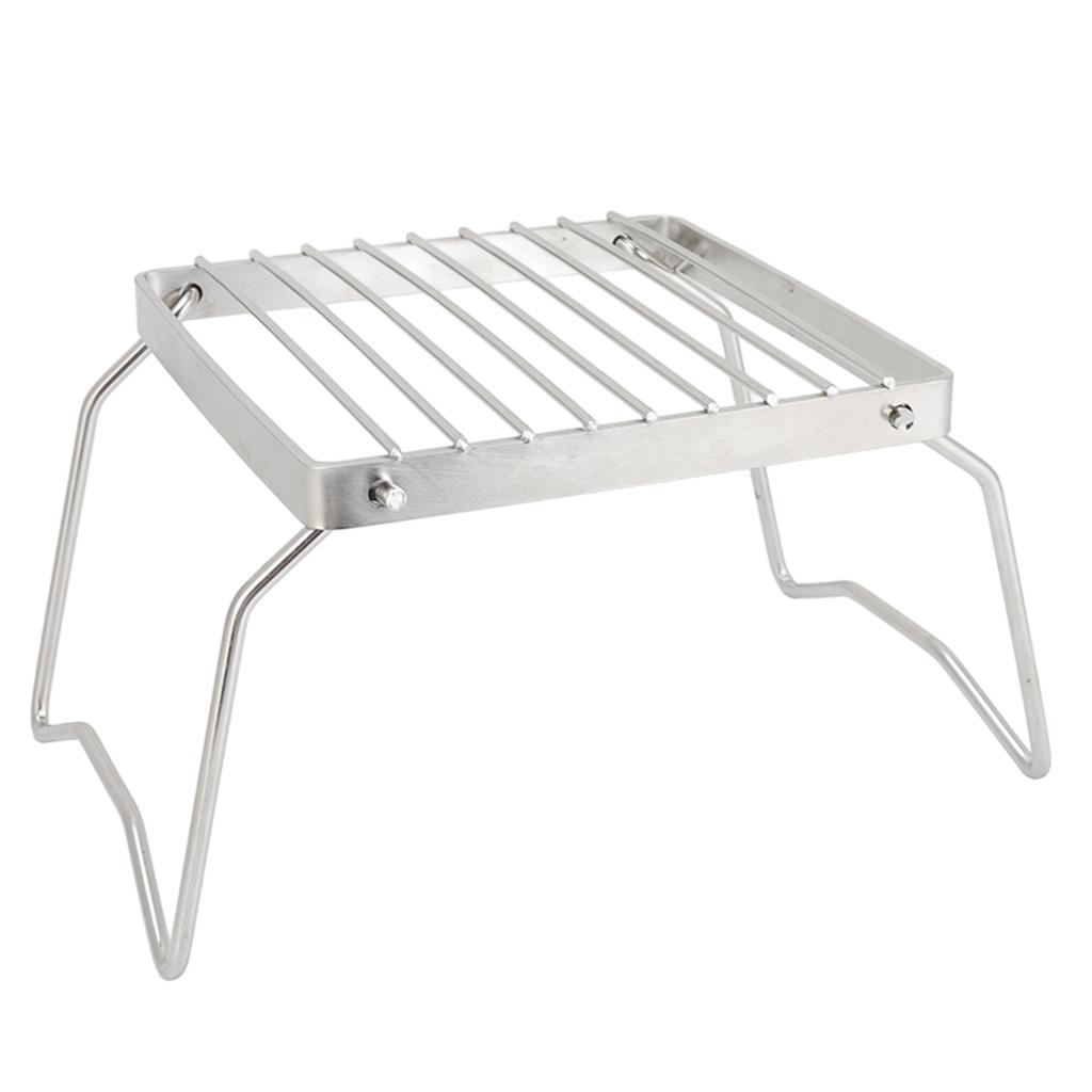 Folding Campfire Grill Stainless Steel Grid Shaped Camping Grill Grate Picnic QQB Grate for Outdoor