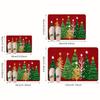 Christmas Tree Snow Scene Doormat,Red Gold Star Flannel Machine Washable Large Rug  Entryway Living Room Kitchen Holiday Decor