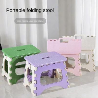 Plastic Folding Stool Thickened Foldable Small Bench Chair Lightweight Super Load-Bearing Shoe Changing Stool Outdoor Camping