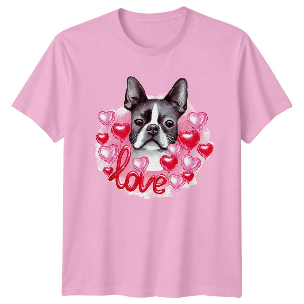 Boston Terrier Dog Love Watercolor TShirt Boston Terrier Dogs Valentines Day