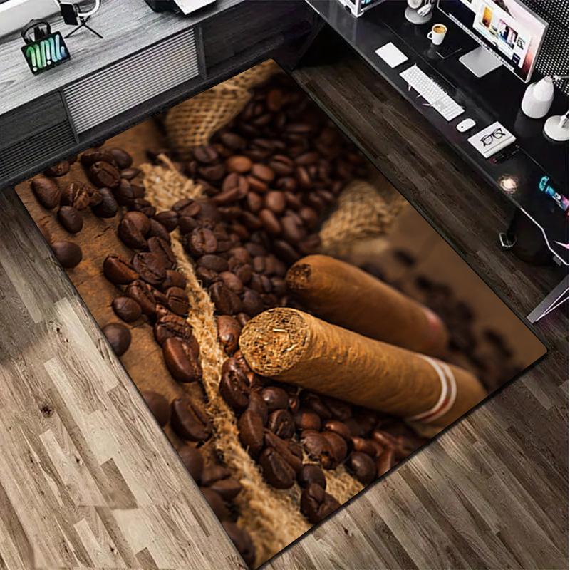 1Pc Cigar Coffee Beans Pattern Rug - Home Decoration Carpet For Living Room Bedroom Flooring Computer Chair Area Rug