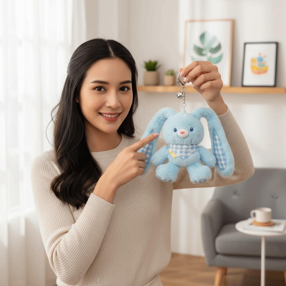 Soft Stuffed Stuffed Bunny Key Chain 30cm Size Schoolbag Pendant Ear Pulling Rabbit Christmas Gift