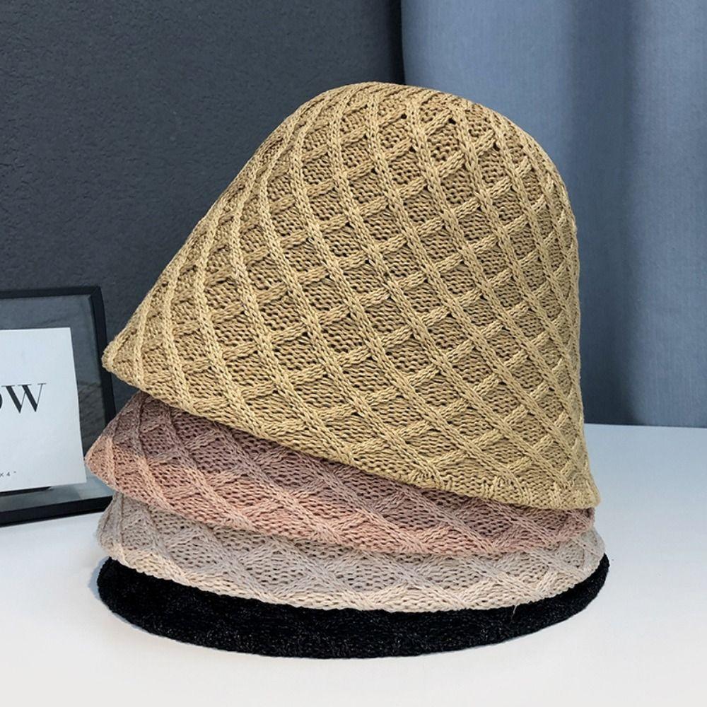 Weave Design Bucket Hat Sunscreen Visor Hat Fashion Fishermen Cap  Summer