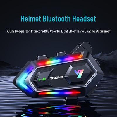 Y20MAX Motorradhelm Bluetooth Intercom Headset mit SOS-Licht