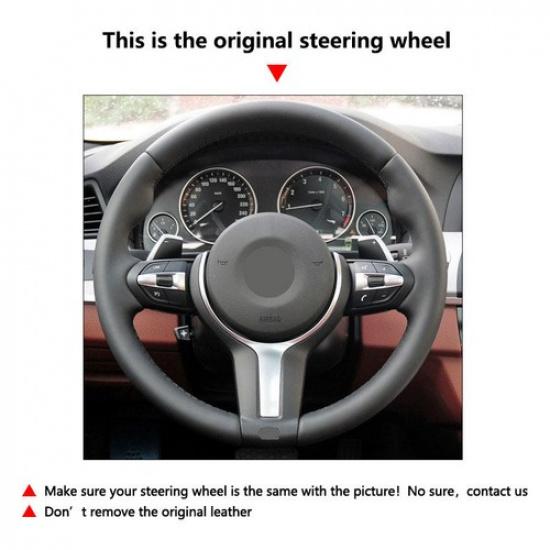 Black Suede Leather Steering Wheel Cover Trim For BMW For 4 Series F32 2013-