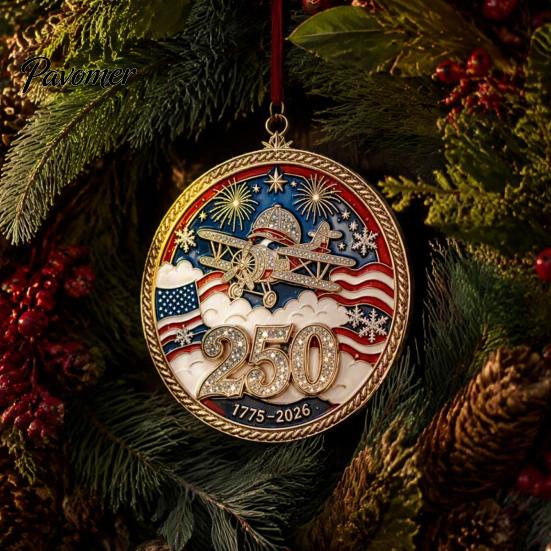 Historic 1776 to 2026 Ornament 250 Anniversary USA Christmas Ornament, United States 1776-2026 250th Patriotic Theme Party Supplies Keepsake, Acrylic