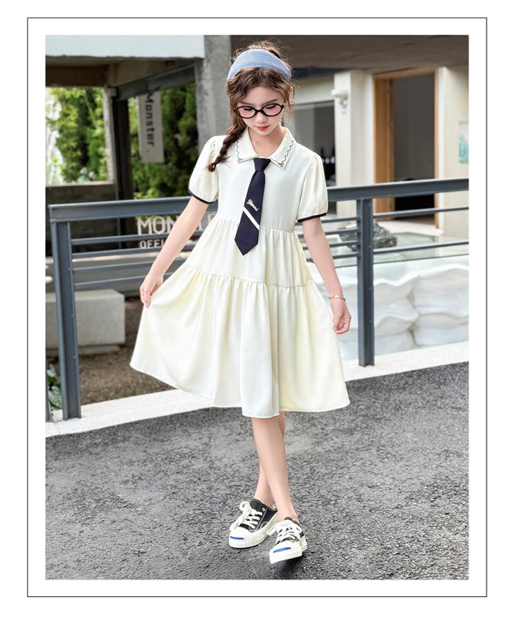 Girls' Summer Dress 2026 New Style Girls' Stylish Short Sleeve College Style POLO Skirt
