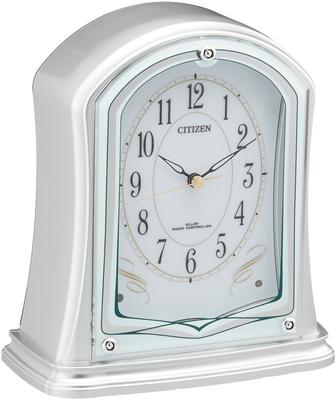 RHYTHM Citizen Analog Desk CITIZEN PARDREAM R694 Radio-Controlled Clock, Silver, 4RY694-019