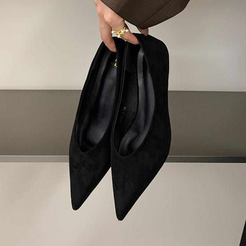 

Мода Неглубокие Мода Флок Женские Туфли-лодочки Шлепанцы Обувь Женская Низкий Каблук Обувь Острый Носок Элегантные Женские Туфли на Каблуке леди 35 чёрный