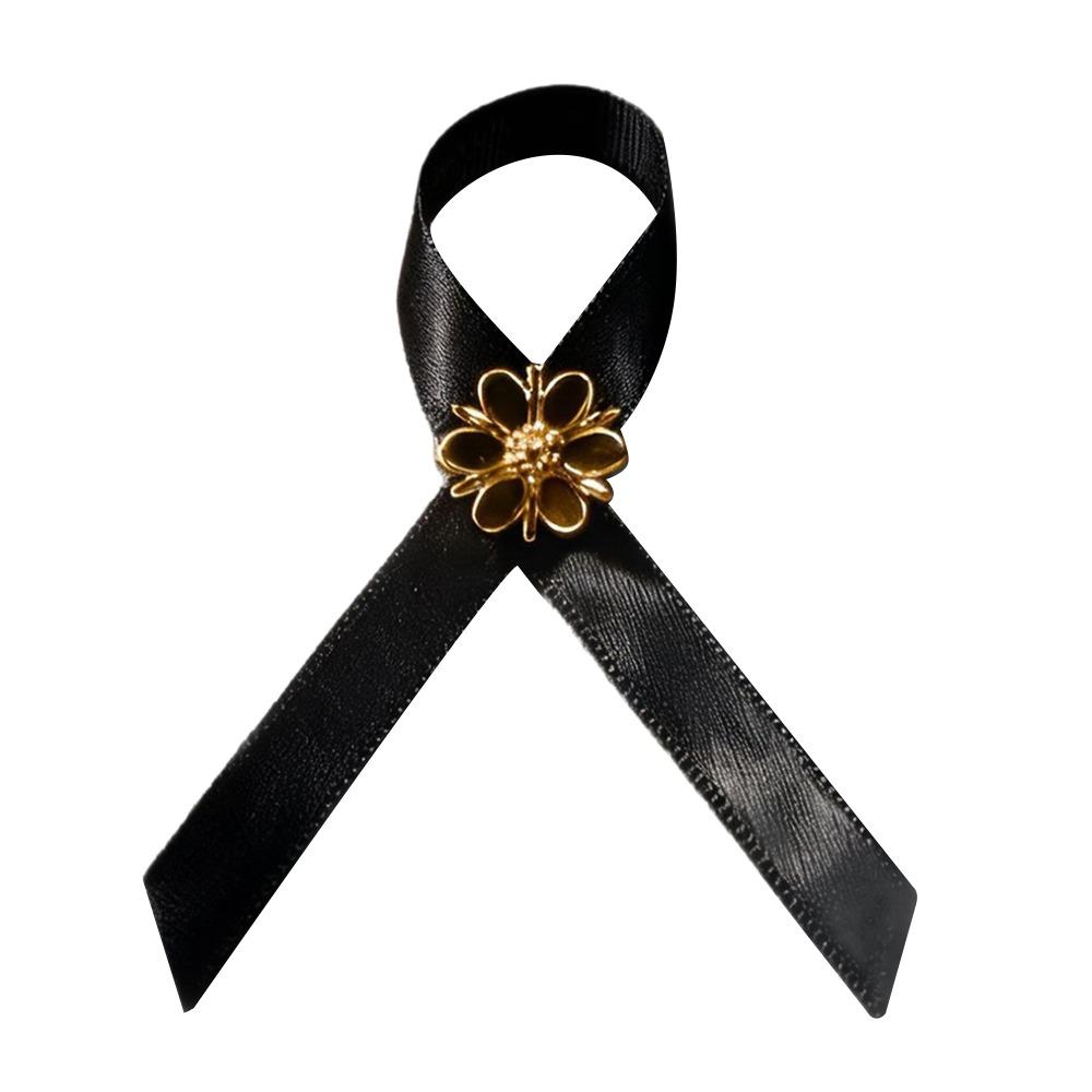 New Black Memorial Black Badge Souvenir Queen Mourning Badge Pearl Funeral Black Ribbon Brooch Pin For Funerals and Mourning