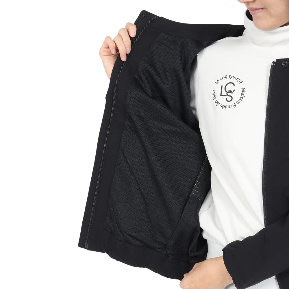 Coq Sportif Outerwear Collarless Blouson Windproof Heat Navi Cold Protection Golf LG4FWB01L BK00 L [Le Golf] [Stretch Forcer] Women's (Black)
