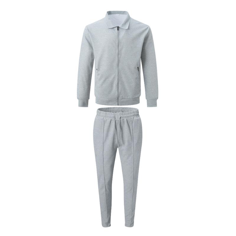 Men's   Spring and Autumn Jacket  Youth Waffle Chain Pocket Lapel Slim Cardigan Men's Jacket Suit