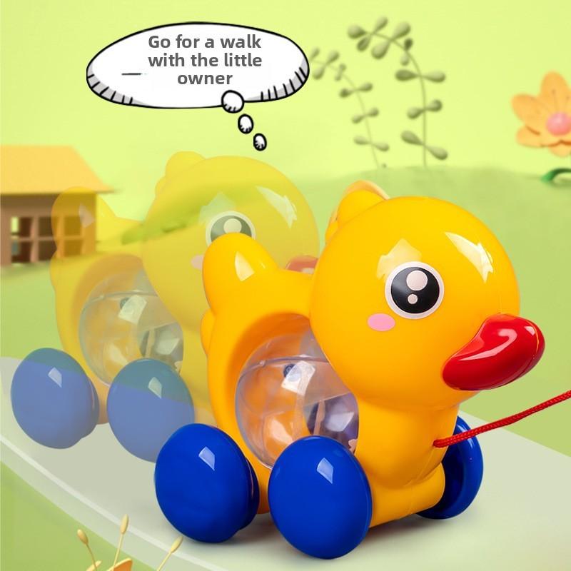Kinder Puzzle Spielzeug Aufsitzwagen mit Zugschnur Ente Babyspielzeug für Kleinkinder