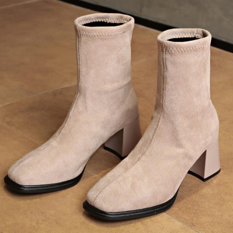 Λεοπάρ Γυναικείες Μποτάκια Χιονιού Μάρκας Ψηλά Τακούνια Σουέντ Τετράγωνη Μύτη Παπούτσια Χειμώνας 2025 Τάση Κομψές Γόβες Παπούτσια Γραφείου Botas Mujer
