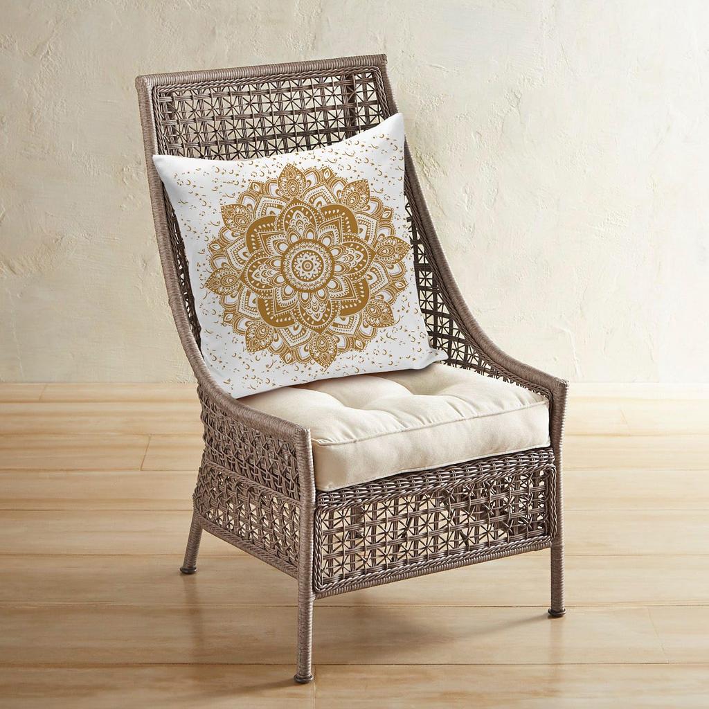 Gold Mandala Pillow Cover Boho Indian Floral Print Yoga Meditation Cushion Case For Sofa Bed Couch Bohemian Home Decor Gifts