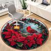 1pc Christmas Cardinal Poinsettia Chair Carpet for Office, Round Non Slip Durable Large Size Office Carpet, Suitable for Office