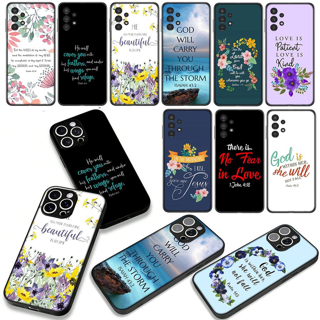 For Samsung Galaxy S25 S24 S22 S23 FE Ultra Plus A56 A05 A06 A15 A16 A55 S7 Edge Phone Case Bible Verse Christian Jehovah God