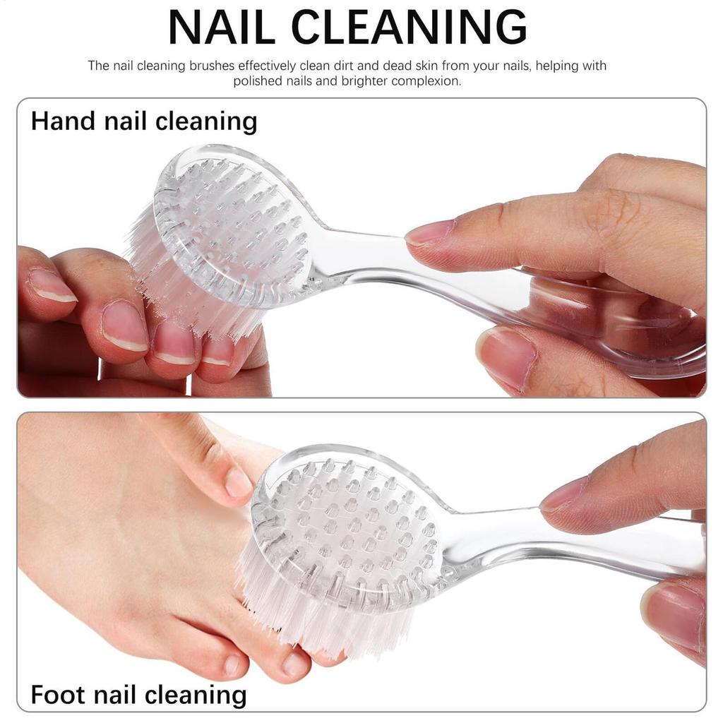 Multipurpose Clear Handle Nail A rt Brush Nail Hand Scrubbing Cleaning Brush Soft Remove Dust Cleaner Manicure And Pedicure Tool