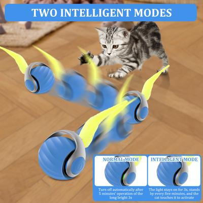 2 Stück Katze Interaktiver Ball USB Wiederaufladbare Katzenbälle mit Ersatzschwänzen Elektronische Automatische Rollende Magische Ballspielzeuge für Katze