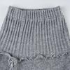Women's Autumn Irregular Hem Knit Skirt - European & American Street Style with Pleated Design and Lace Details