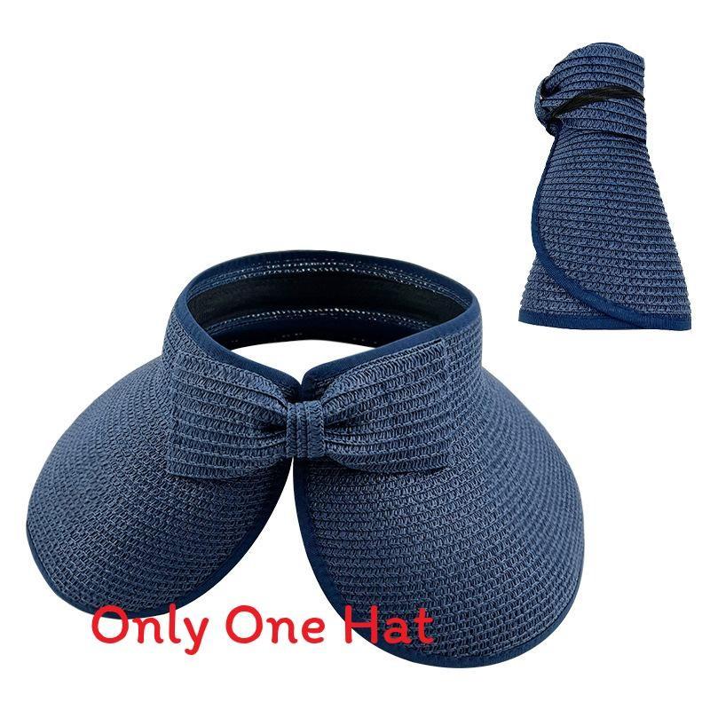 Neutral Top Straw Hat Sun Protection Cap With Butterfly Knot For Travel Beach
