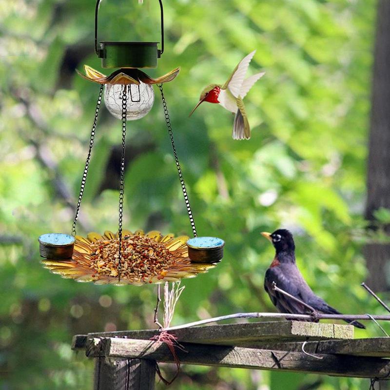 

Solar Bird Feeder 2 In 1 Bird Water Feeder Solar Powered Weather Resistant Drinking & Feeding Station Garden Decoration For spain