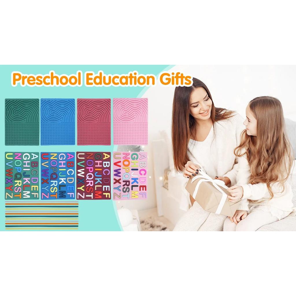 Big Sensory Activity Board English Letter Silicone Fidget Toy for Kid Silent Calming for Anxiety ADHD Autism Portable Travel Toy