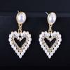 1 Pair of Women's Earrings Golden Love-heart Shape Pearl Earrings