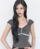 ILLIGO Button Halter Sleeveless Charcoal