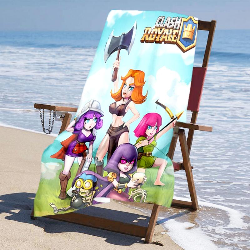 Ultra-Soft Beach Towel with Clash Royale Theme,Ideal for Pool - Camping, Diving - Perfect Travel Essential, Vibrant Beach Towel.
