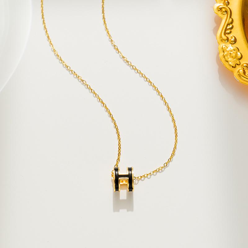 2022 Trendy Titanium Steel H Letter Necklace for Women - European and American Style, Versatile Fashion Clavicle Chain