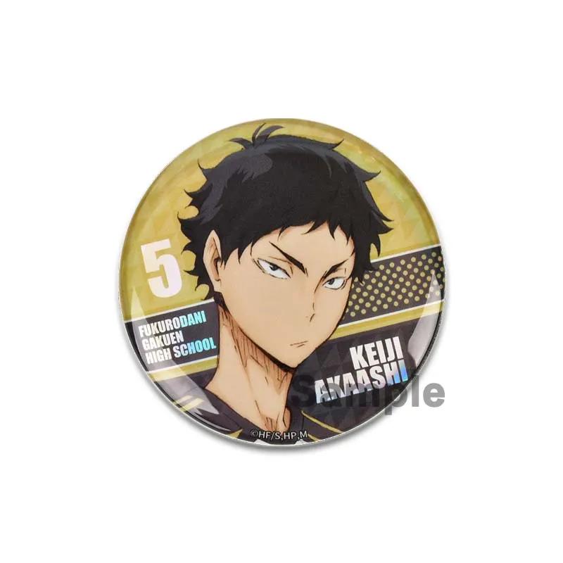 32/44/58mm Hot Sale Anime Japonês Haikyuu Tinplate Pins Mochila Engraçado Broche Emblemas Shoyo Hinata Timeskip Sakusa Atsumu Presente Periférico