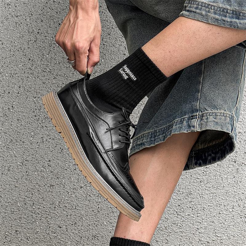 Fashion Brogue Men's Leather Shoes Fashion Designer Style Office and Leisure Business Black Shoes OUTDOOR Plus Size Young Versatile