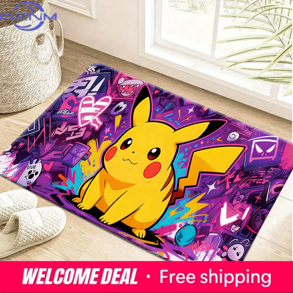 Pokemon Pikachu Graffiti Print Non-Slip Doormat for Home Decor 40cm x 60cm