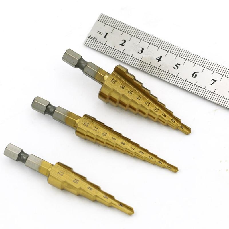 3 Teile/satz 3-12mm 4-12mm 4-20mm Gerade Nut Schritt Bohrer Titan Beschichtet holz Metall Loch Cutter Core Bohren Werkzeuge Set